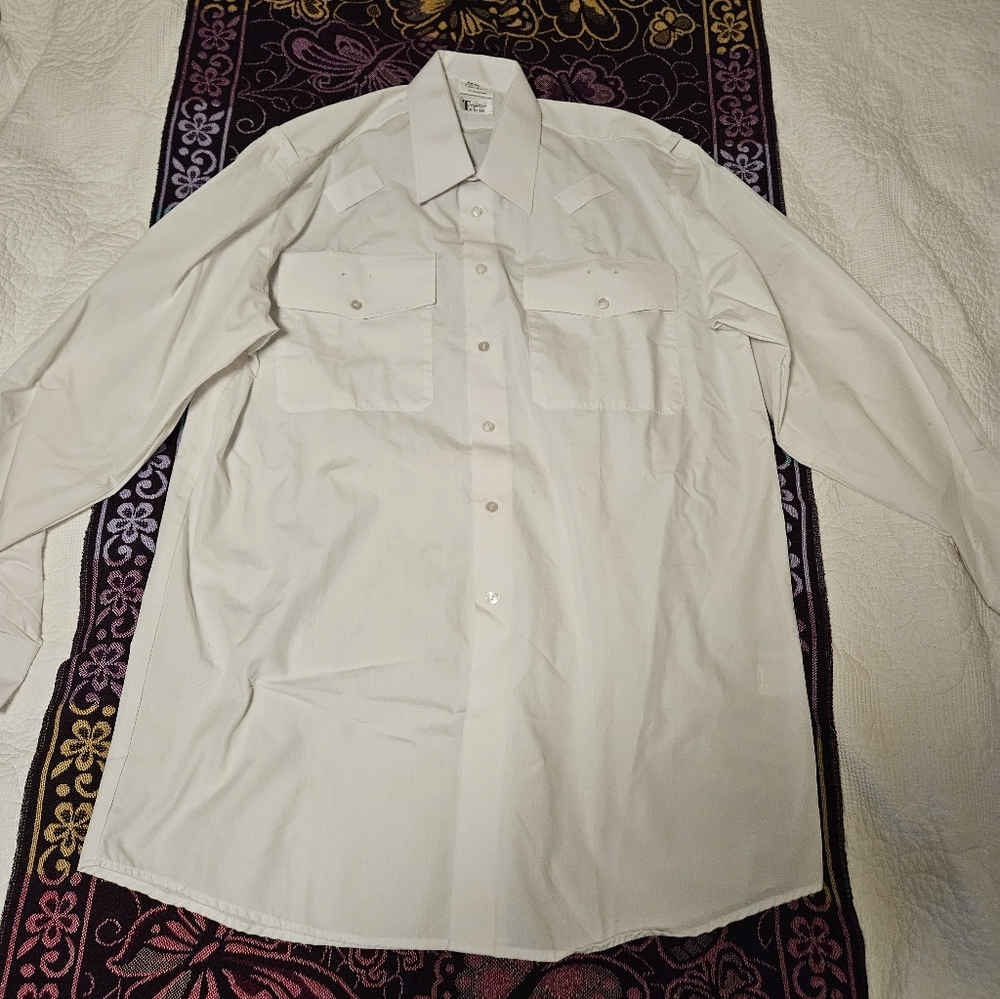 White polo long sleeve button up shirt Turner Virr & Co. Ltd, United Kingdom